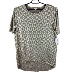 Womens Metallic Lularoe Irma Tunic Top Shirt Hi Lo Geometric Pattern Size M